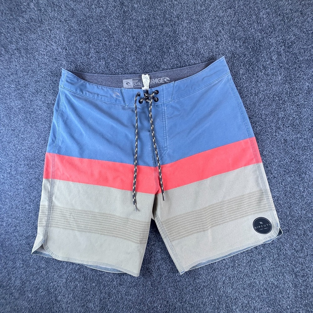 Rip Curl Mirage Board Shorts Mens 34x8 Multi Colorblock Drawstring Swimwear